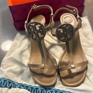 Size 9 Tory Burch Miller leather wedge sandal